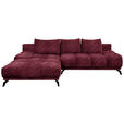 ECKSOFA in Chenille Dunkelrot  - Schwarz/Dunkelrot, MODERN, Textil/Metall (182/290cm) - Hom`in