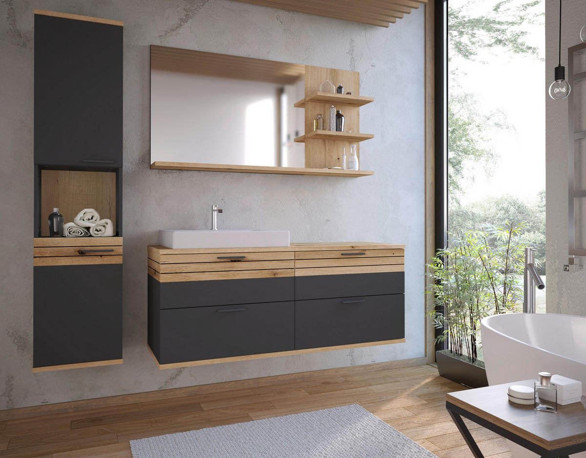 HOCHSCHRANK 40/170/30 cm  - Eichefarben/Anthrazit, MODERN, Holzwerkstoff/Kunststoff (40/170/30cm) - MID.YOU