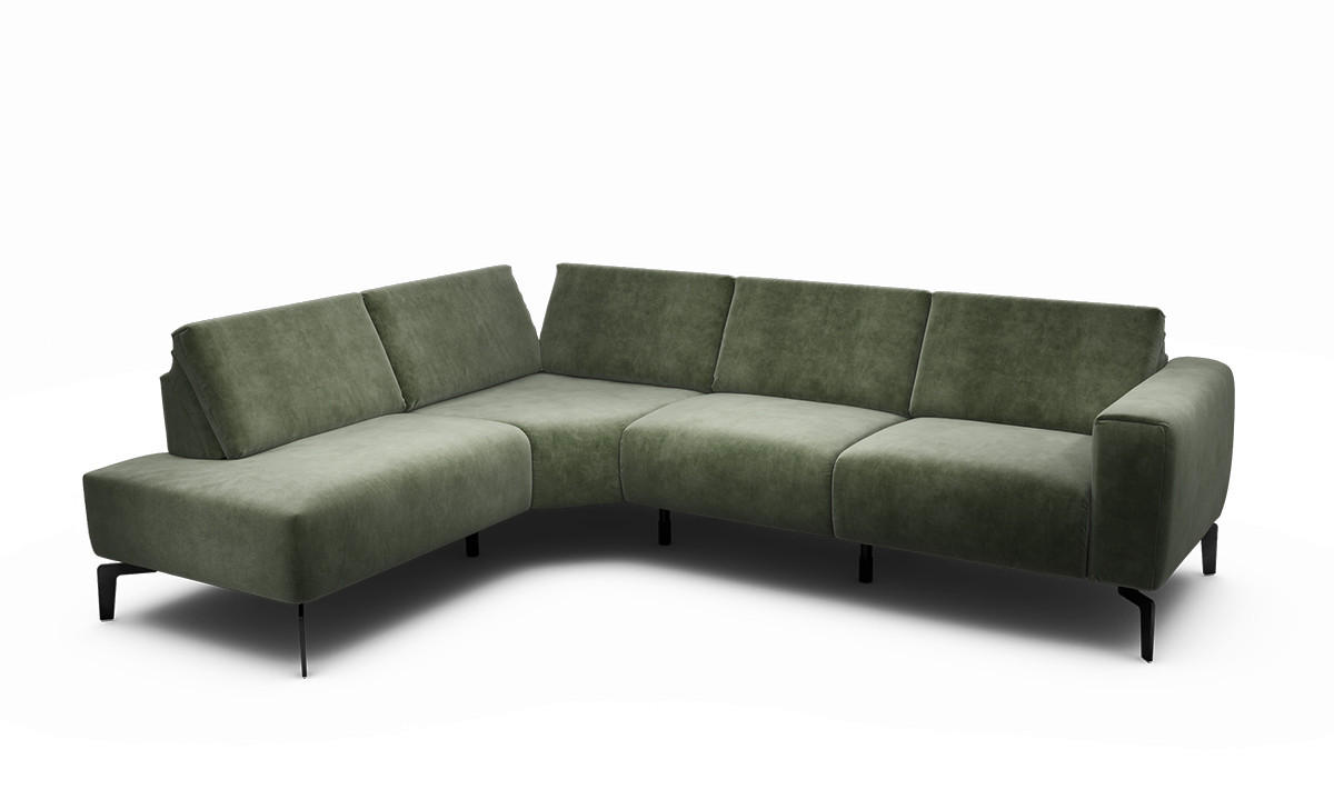 Freisteller von SENSOO ECKSOFA Cosy Waldgrün Samt.