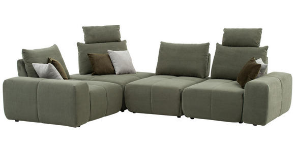 ECKSOFA in Velours Olivgrün  - Schwarz/Olivgrün, Design, Kunststoff/Textil (236/326cm) - Xora