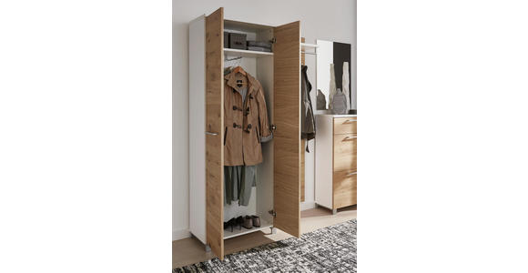 GARDEROBENSCHRANK 71/193/37 cm - Chromfarben/Eichefarben, Design, Holz/Holzwerkstoff (71/193/37cm) - Dieter Knoll