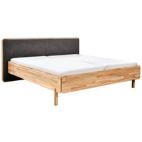 BETT 180/200 cm,  in Dunkelgrau, Wildeiche,  - Wildeiche/Dunkelgrau, Natur, Holz/Textil (180/200cm) - Linea Natura