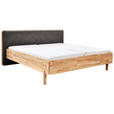 BETT 180/200 cm,  in Dunkelgrau, Wildeiche,  - Wildeiche/Dunkelgrau, Natur, Holz/Textil (180/200cm) - Linea Natura