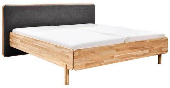 BETT 180/200 cm,  in Dunkelgrau, Wildeiche,  - Wildeiche/Dunkelgrau, Natur, Holz/Textil (180/200cm) - Linea Natura