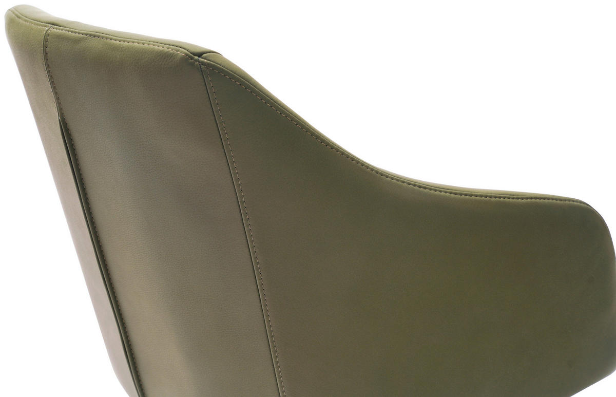 ARMLEHNSTUHL  in Eisen Echtleder pigmentiert  - Schwarz/Grün, Design, Leder/Metall (61/83/61,5cm) - Cassando