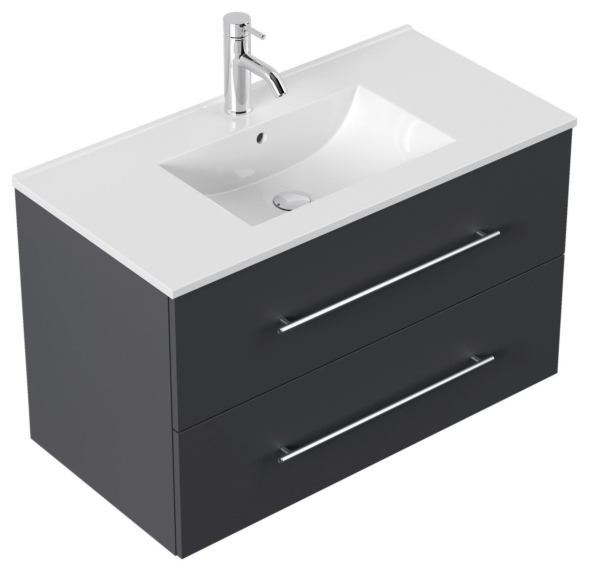 WASCHTISCHKOMBI 91 cm  - Graphitfarben/Weiß, Basics, Keramik/Holzwerkstoff (91cm) - MID.YOU