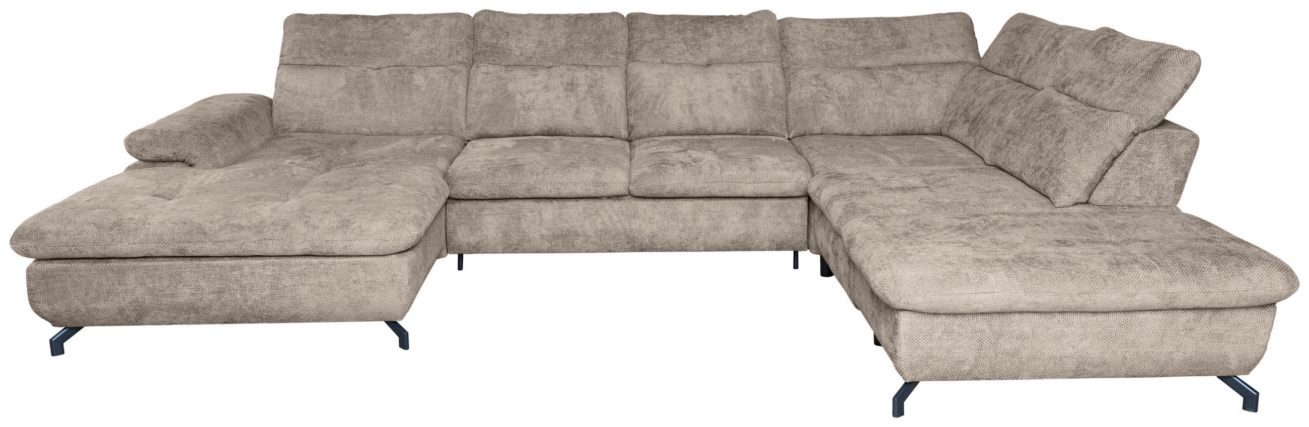 WOHNLANDSCHAFT Beige Struktur  - Beige/Schwarz, KONVENTIONELL, Textil/Metall (188/357/253cm) - Carryhome