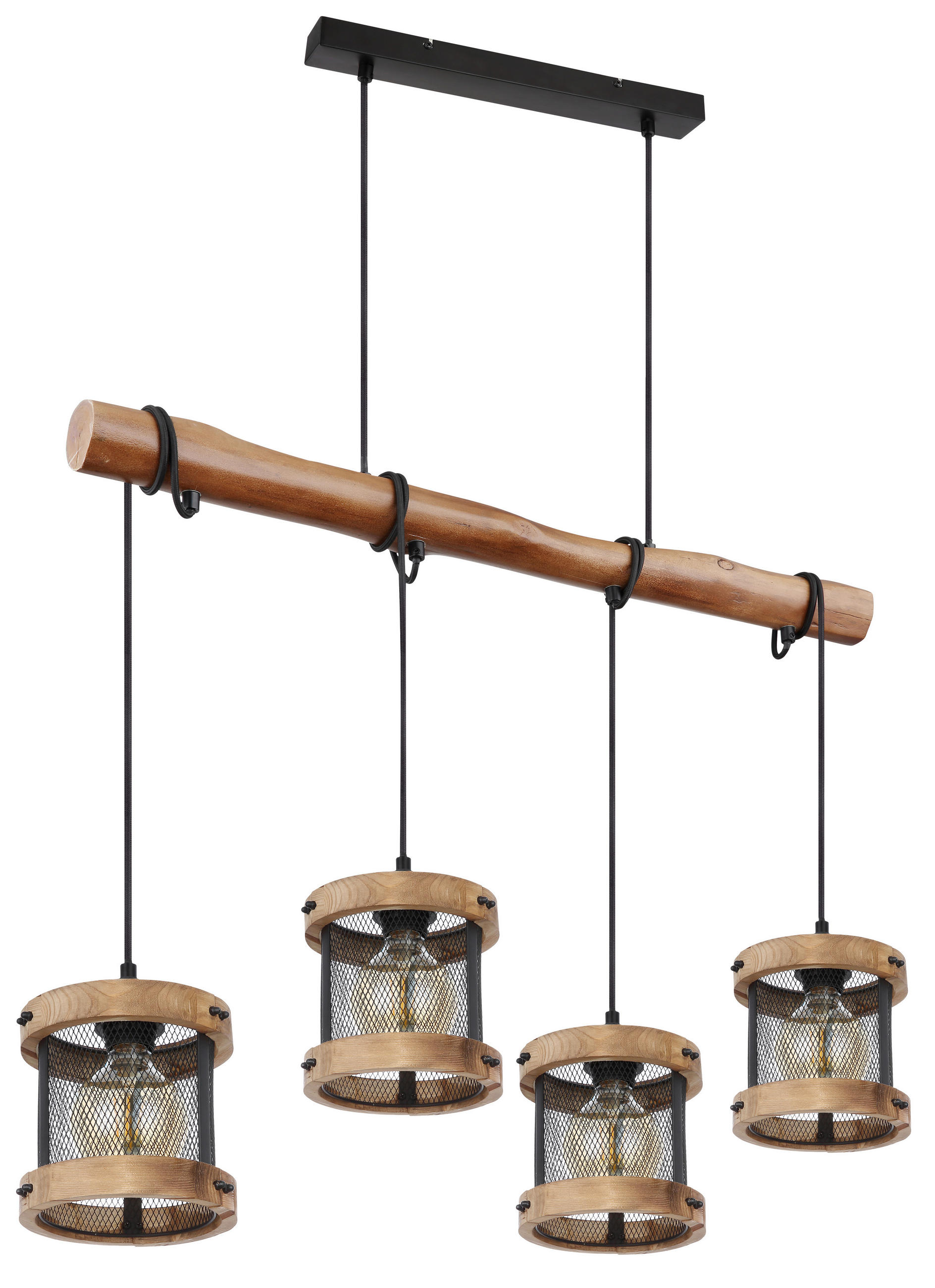 HÄNGELEUCHTE 85/16/120 cm   - Dunkelbraun/Schwarz, Natur, Holz/Metall (85/16/120cm) - Globo
