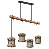 HÄNGELEUCHTE 85/16/120 cm   - Dunkelbraun/Schwarz, Natur, Holz/Metall (85/16/120cm) - Globo