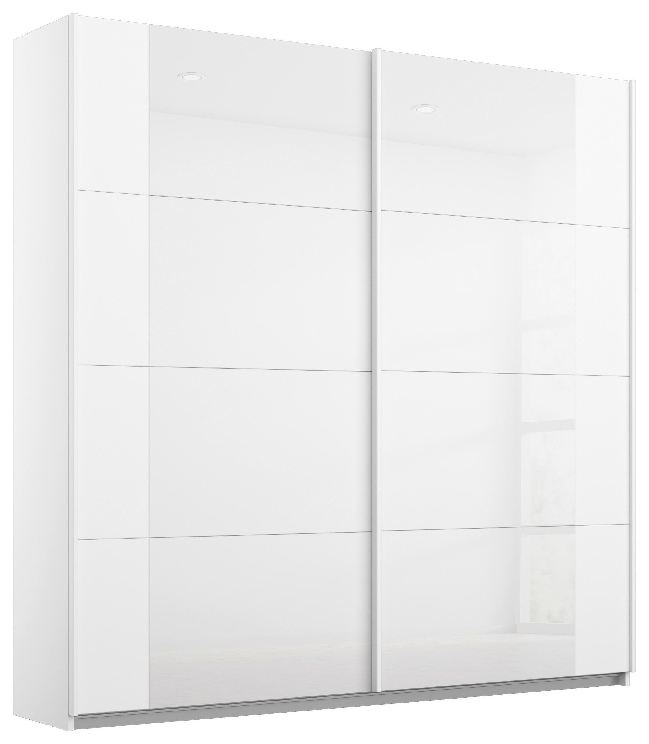 SCHWEBETÜRENSCHRANK 181/210/62 cm 2-türig Weiß, Weiß Hochglanz  - Weiß Hochglanz/Weiß, MODERN, Glas/Holzwerkstoff (181/210/62cm) - Rauch Möbel