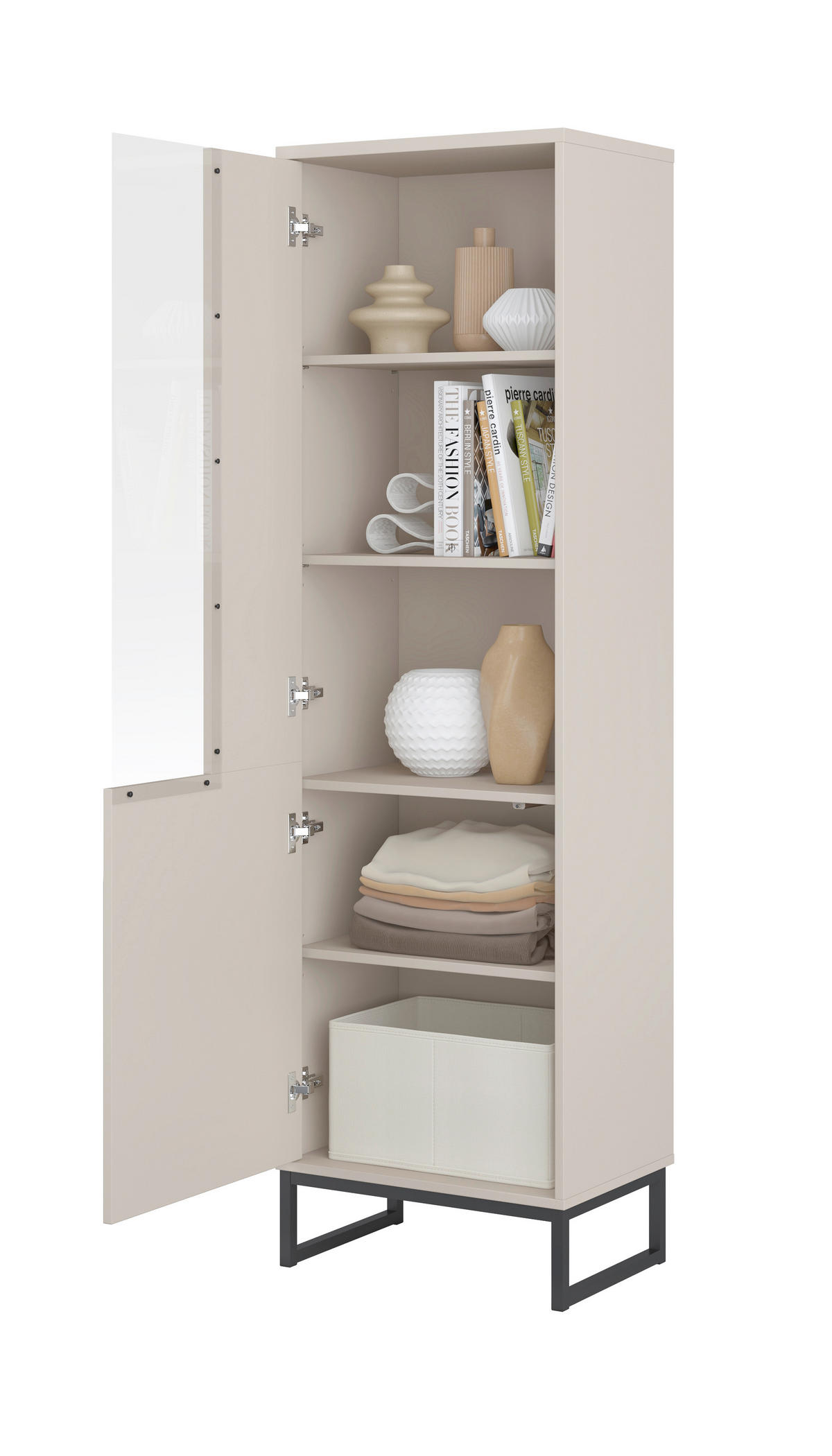 VITRINE Kaschmir  - Kaschmir/Schwarz, Design, Glas/Holzwerkstoff (53,4/180,7/36,5cm) - MID.YOU