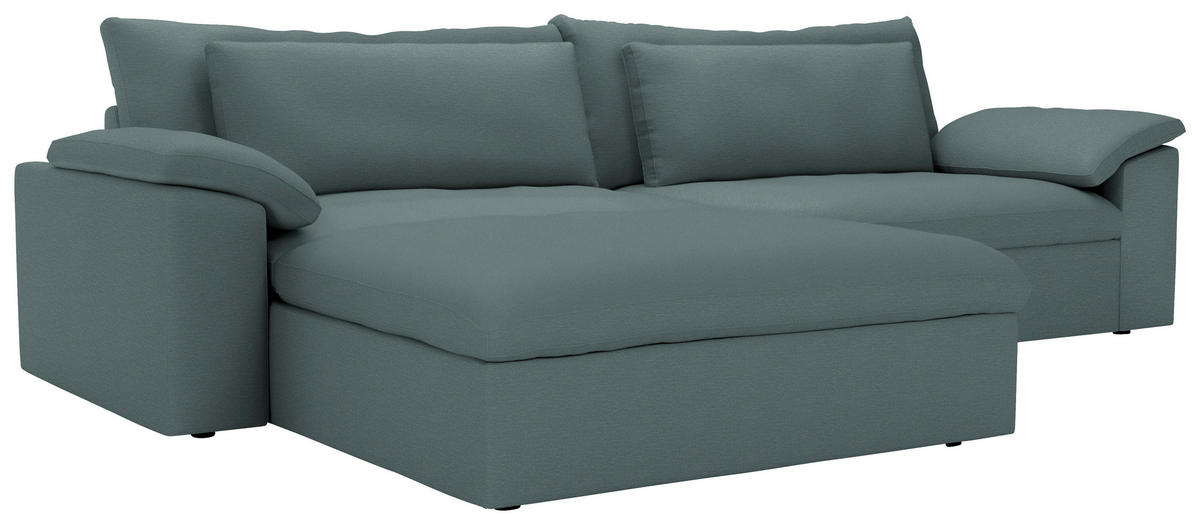 ECKSOFA  Chenille Blaugrau  - Blaugrau/Schwarz, Modern, Kunststoff/Textil (198/306cm) - Carryhome