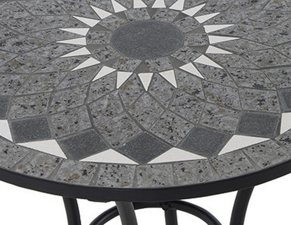 GARTENTISCH 70/70/71 cm Metall, Keramik rund  - Schwarz, KONVENTIONELL, Keramik/Metall (70/70/71cm) - Siena Garden