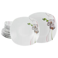 TAFELSERVICE Square Orchidee 12-teilig  - Rosa/Weiß, Trend, Keramik - Creatable
