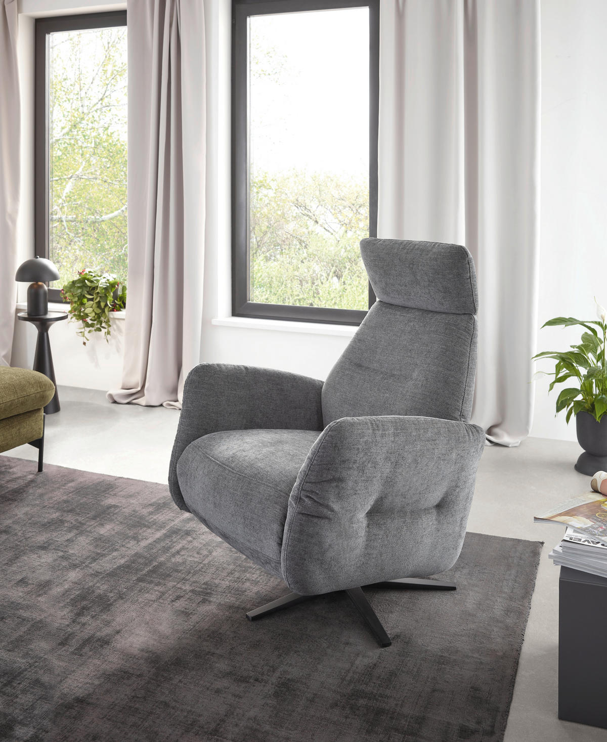 RELAXSESSEL Flachgewebe Kopfteilverstellung, Fußteilverstellung, Rücken echt    - Dunkelgrau/Schwarz, Design, Textil/Metall (78/113/90cm) - Dieter Knoll