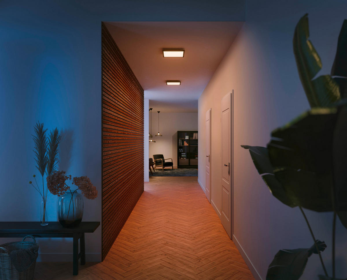 DECKENLEUCHTE 30/30/4,6 cm    - Schwarz, Design, Metall (30/30/4,6cm) - Philips HUE