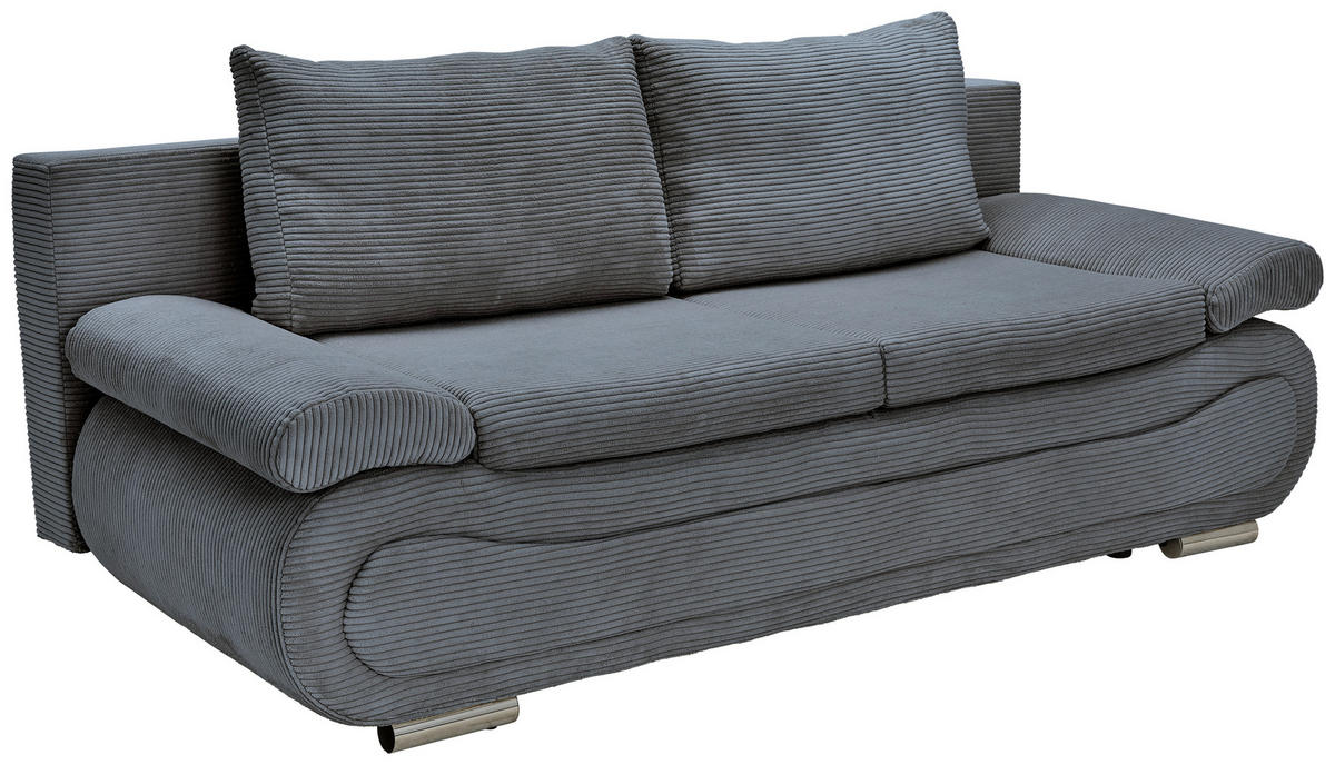 SCHLAFSOFA  mit Bettfunktion erhältlich Cord Anthrazit  - Chromfarben/Anthrazit, Design, Textil/Metall (200/78/90cm) - Venda