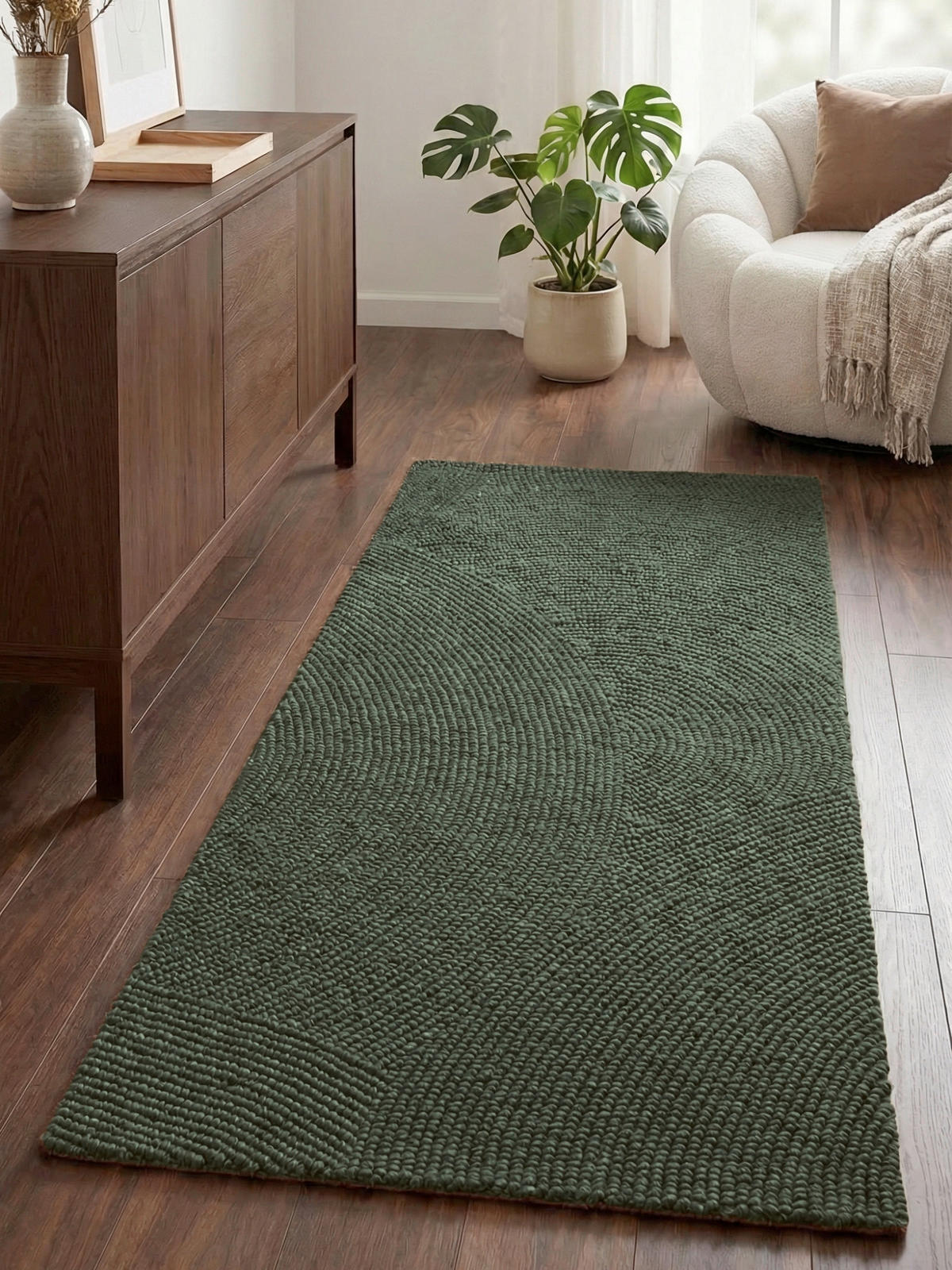 LÄUFER 80/200 cm Calmio  - Dunkelgrün, Basics, Textil (80/200cm) - Hanse Home