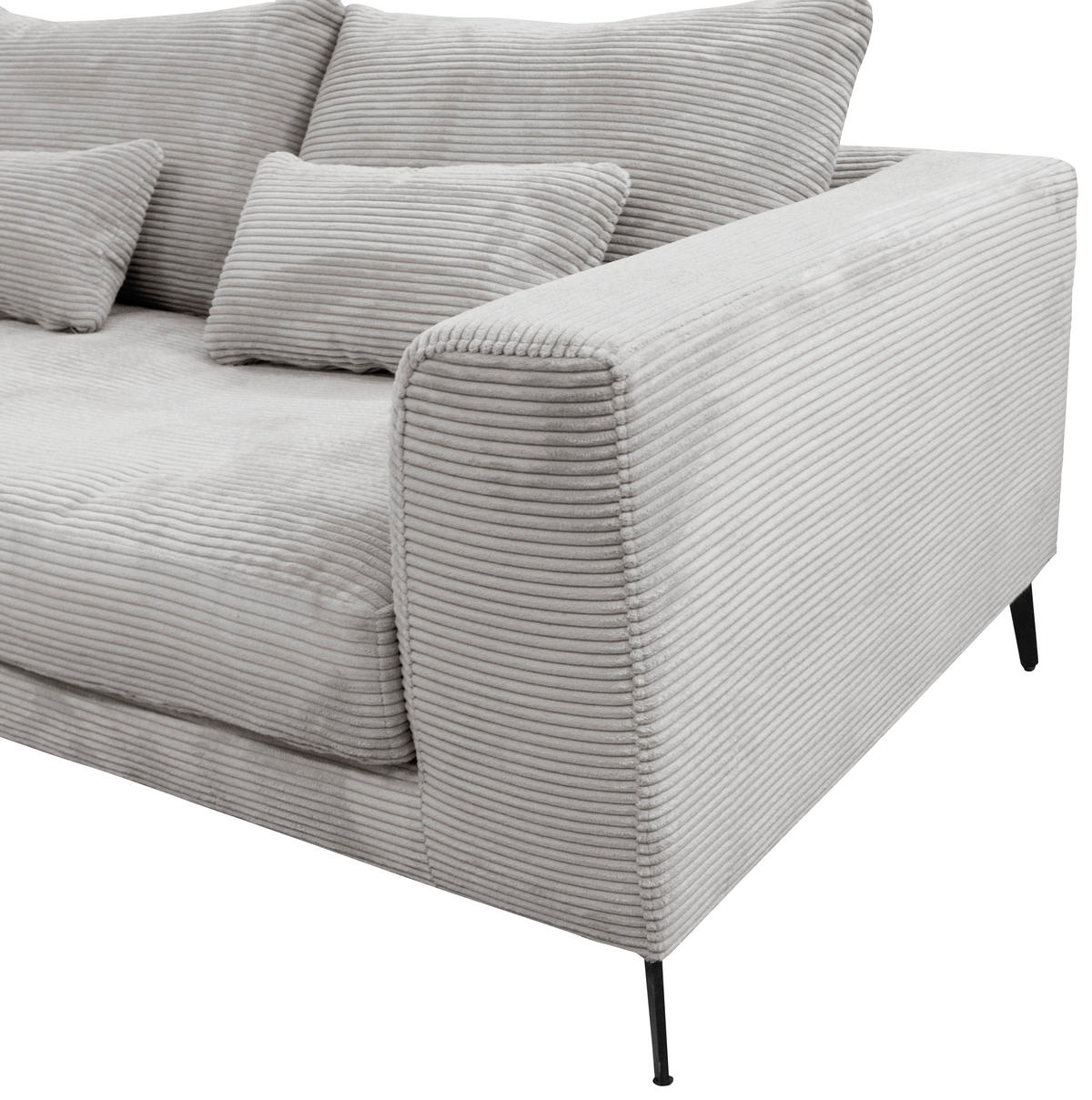 ECKSOFA in Cord Hellgrau  - Hellgrau/Schwarz, Design, Textil/Metall (172/313cm) - Livetastic