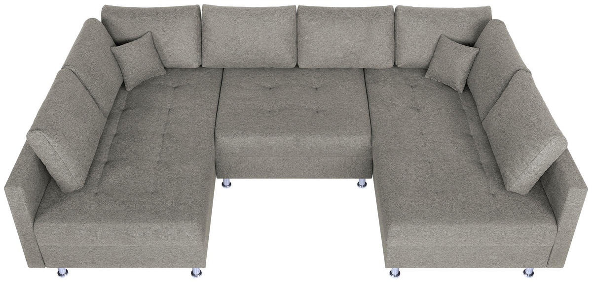 WOHNLANDSCHAFT Taupe Webstoff  - Taupe/Chromfarben, Design, Textil (192/308/192cm) - P & B