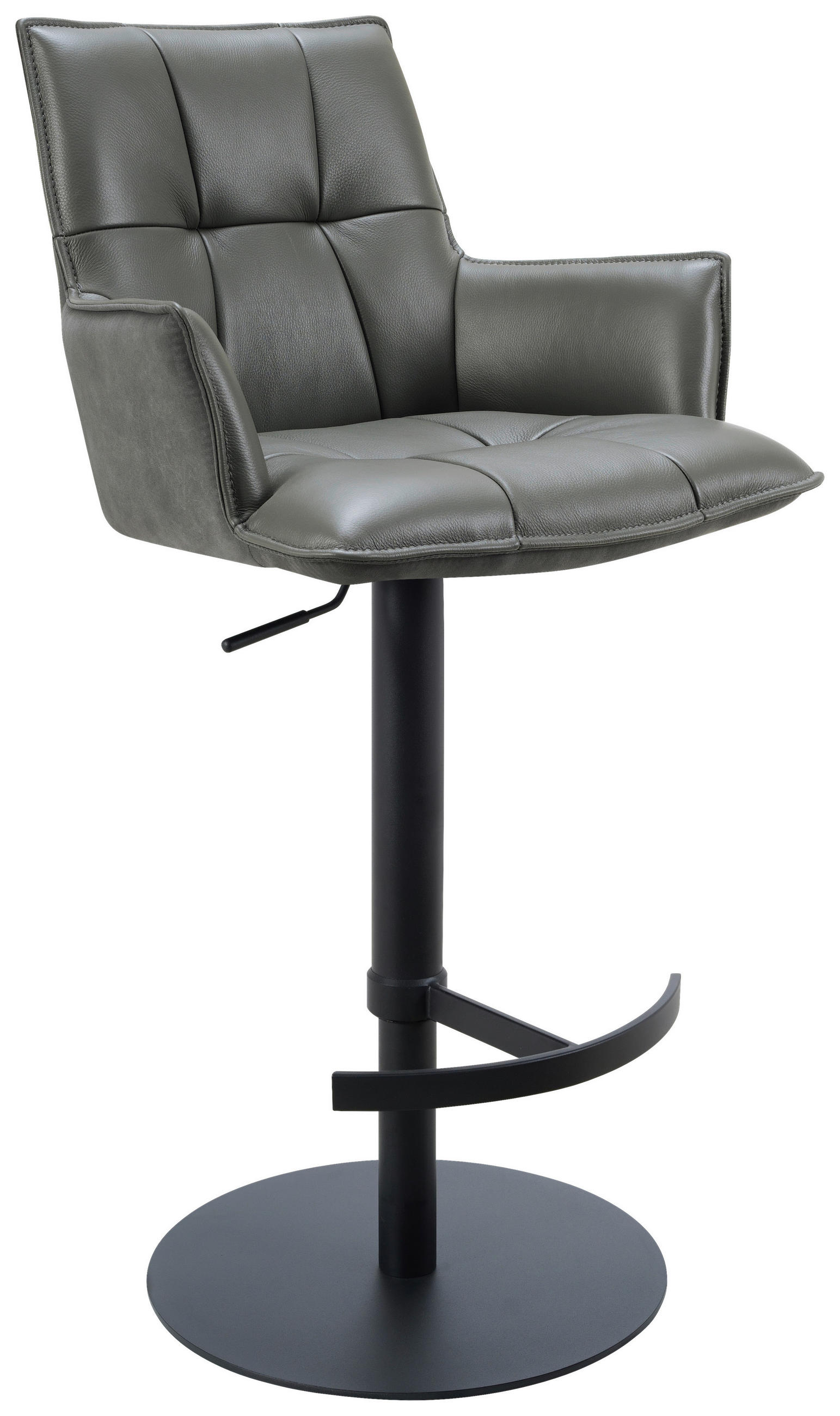 BARHOCKERMetall, Textil, Leder Anthrazit, Schwarz  - Anthrazit/Schwarz, Design, Leder/Textil (56,5/100/56cm) - Novel