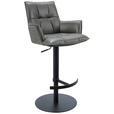 BARHOCKER in Metall, Textil, Leder Anthrazit, Schwarz  - Anthrazit/Schwarz, Design, Leder/Textil (56,5/100/56cm) - Novel
