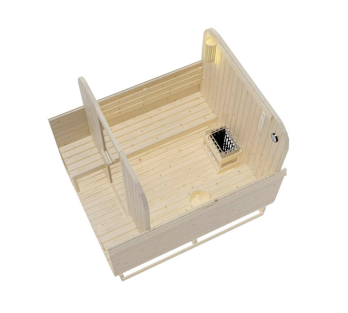 SAUNA für 4 Personen Göteborg  - Naturfarben, KONVENTIONELL, Glas/Holz (220/194/188,2cm)