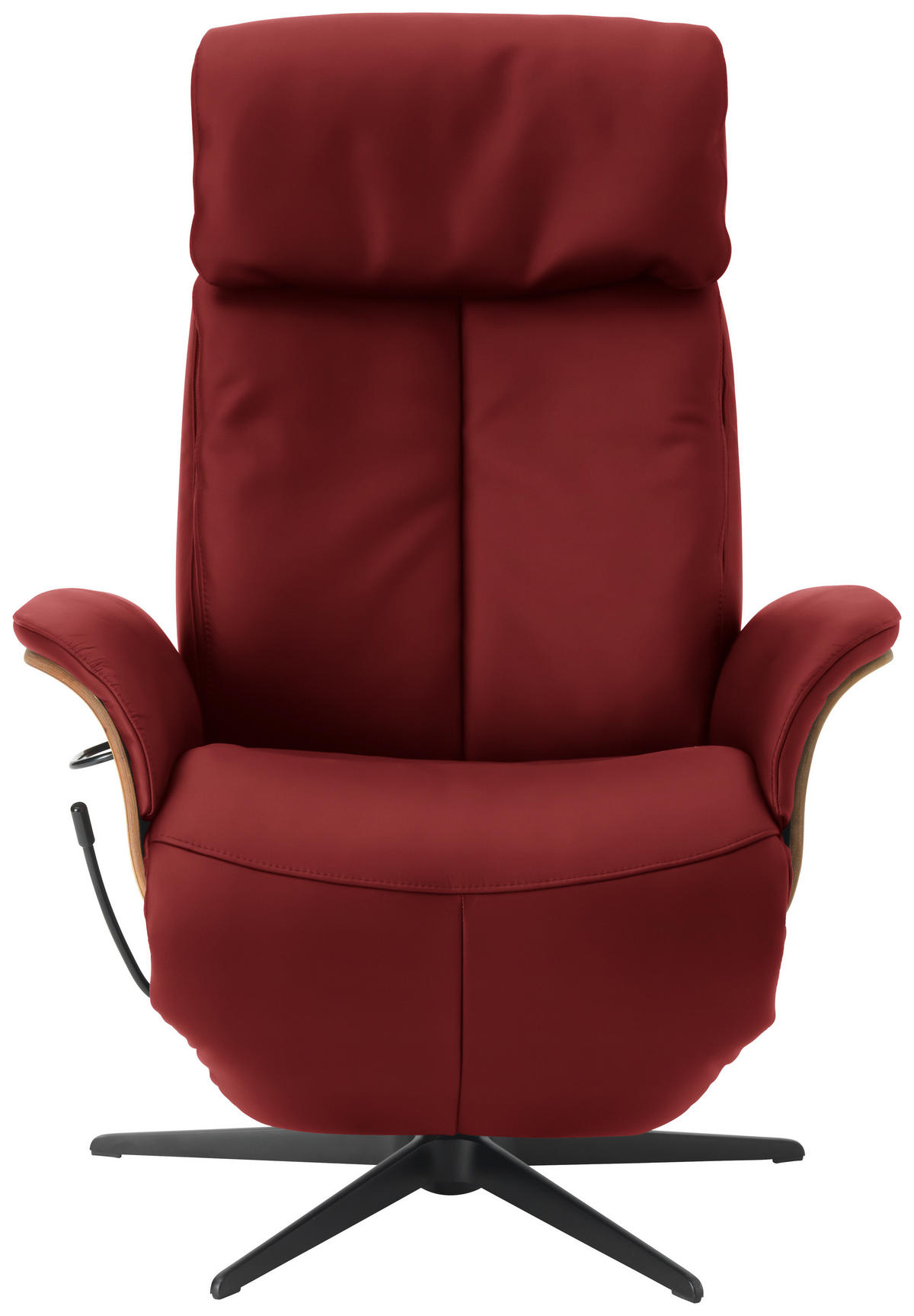 RELAXSESSEL in Leder Rot  - Rot/Nussbaumfarben, Design, Leder/Holz (78/104-113/84cm) - Welnova