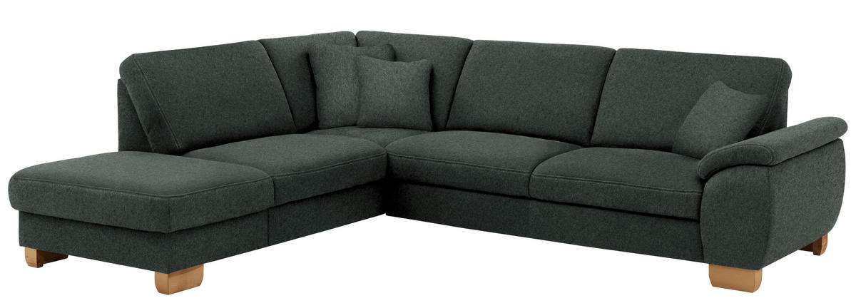 ECKSOFA in Mikrofaser Dunkelgrau  - Wildeiche/Dunkelgrau, Konventionell, Holz/Textil (236/286cm) - Voleo