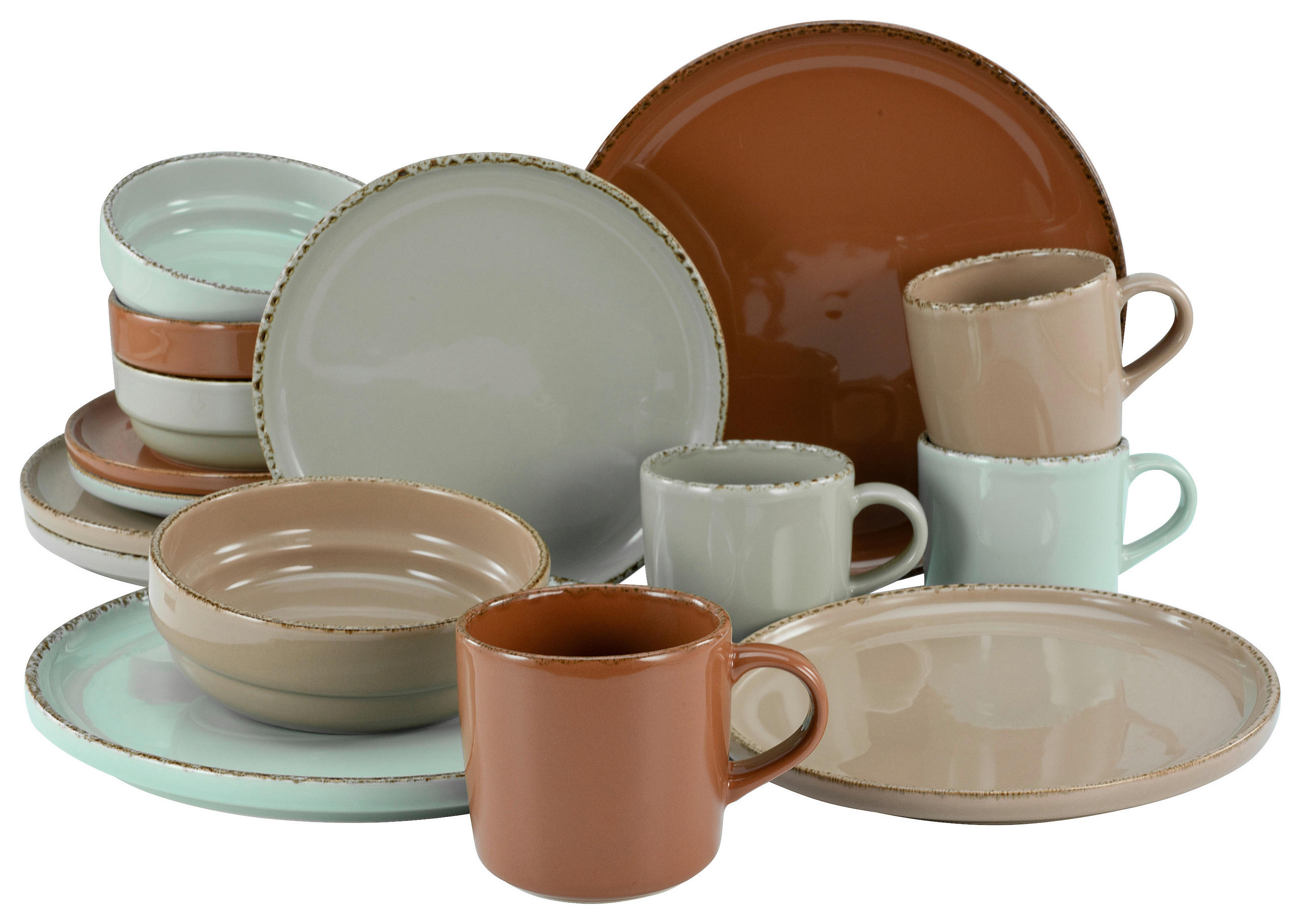 KOMBISERVICE Multicolor 16-teilig 4 Personen  - Multicolor, KONVENTIONELL, Keramik (40/32,5/33cm) - Creatable