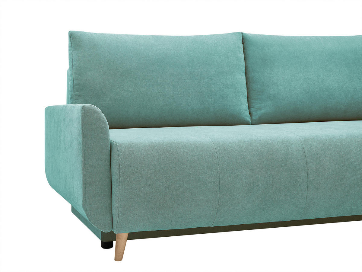 SCHLAFSOFA DUO Mikrofaser Mintgrün  inkl. Rückenkissen, Bettkasten, Schlaffunktion, Rücken echt  - Naturfarben/Mintgrün, Design, Textil (218/90/110cm) - P & B