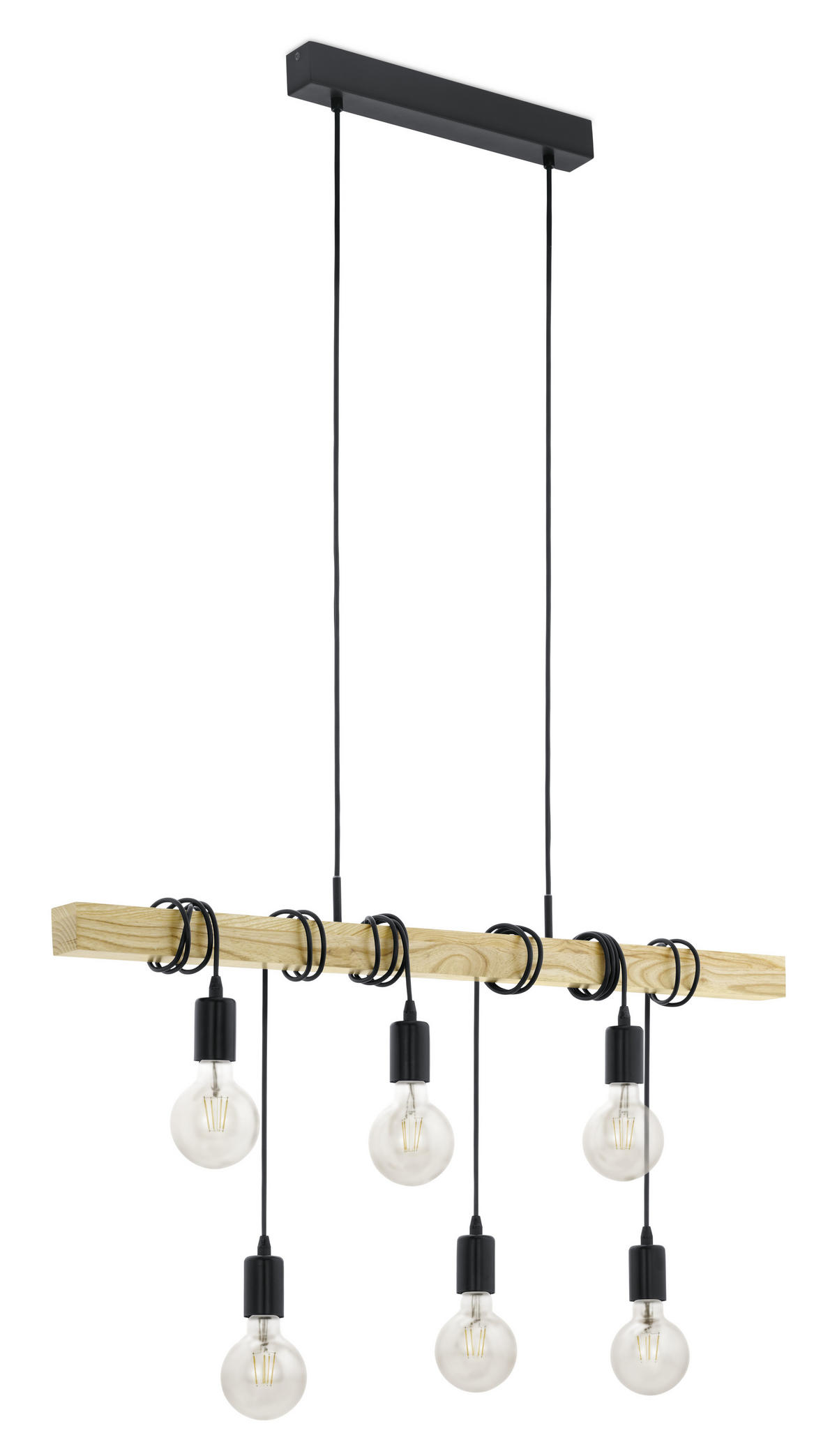 HÄNGELEUCHTE   100 cm  - Schwarz/Braun, Lifestyle, Holz/Metall (100cm) - Marama