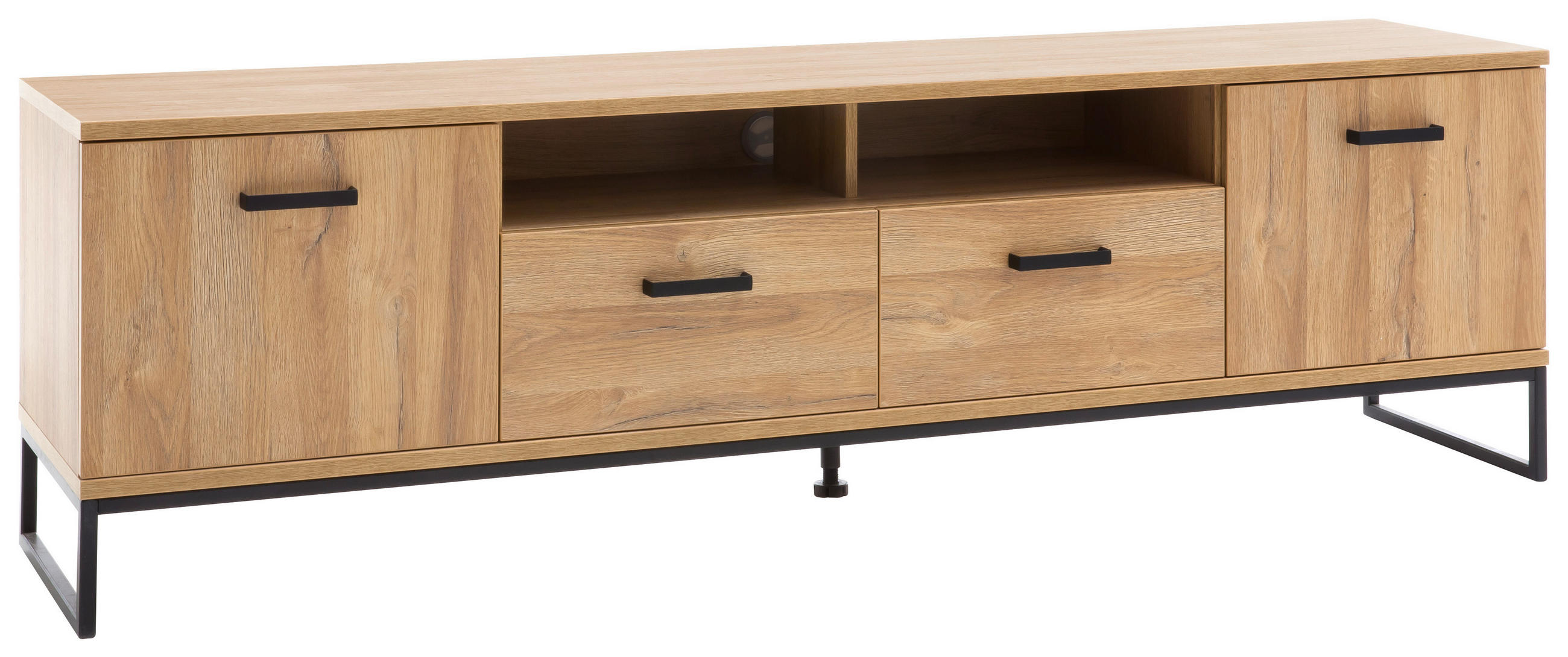 TV-ELEMENT 201/60/44 cm  - Eichefarben/Schwarz, KONVENTIONELL, Holzwerkstoff/Metall (201/60/44cm)