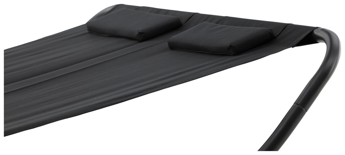 SONNENLIEGE 180/48/200 cm  - Schwarz, KONVENTIONELL, Textil/Metall (180/48/200cm) - Gardenson