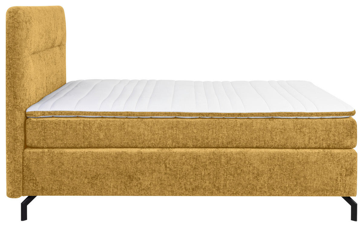 BOXSPRINGBETT 140/200 cm  in Currygelb  - Currygelb/Schwarz, Design, Textil/Metall (140/200cm) - Esposa