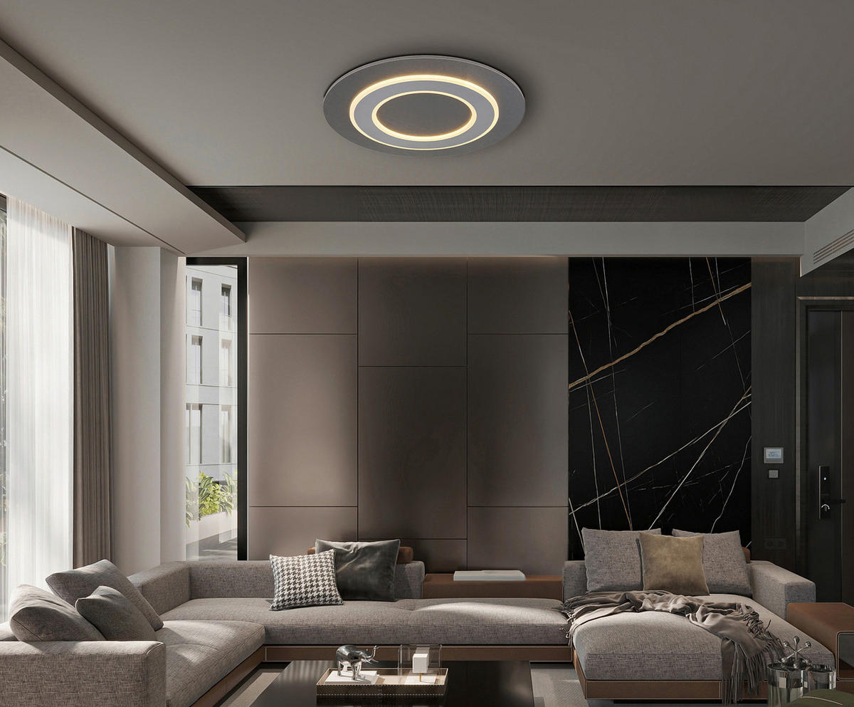 DECKENLEUCHTE 40 W  48/5,2 cm    - Anthrazit/Opal, Design, Kunststoff/Metall (48/5,2cm) - Novel