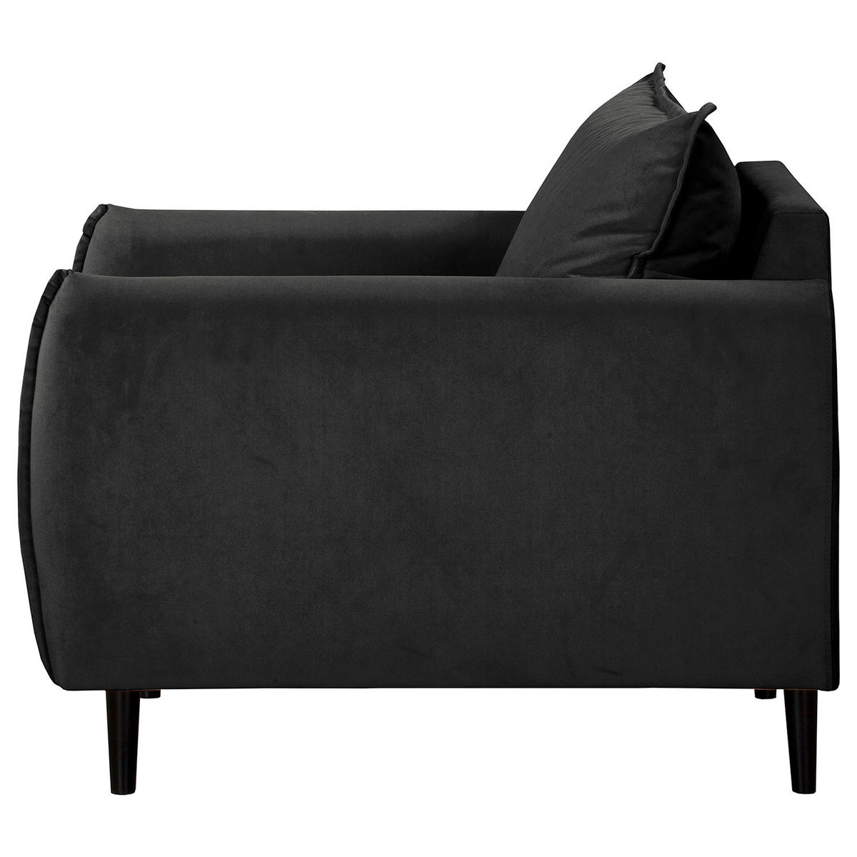SESSEL Samt Schwarz  - Schwarz, Design, Holz/Textil (74/86/100cm) - P & B