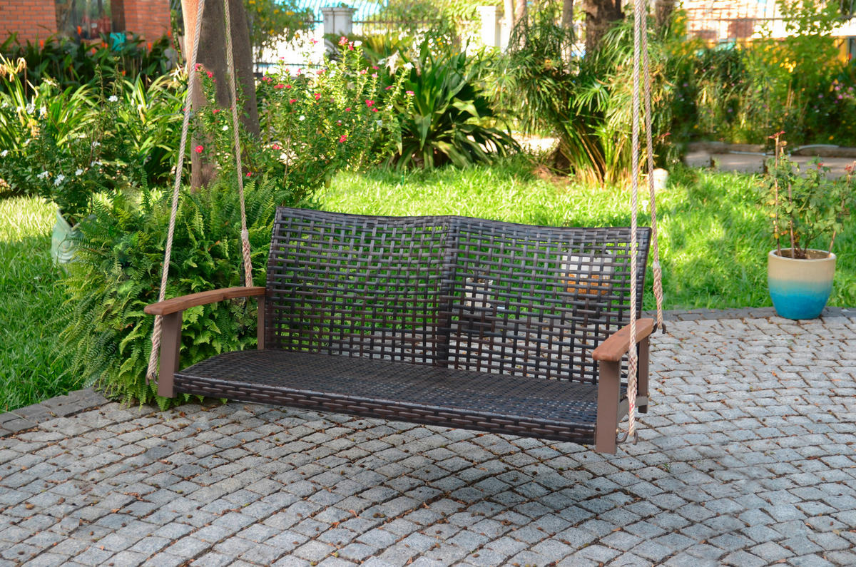 HÄNGEBANK 120/79/57 cm  - Braun/Akaziefarben, Basics, Holz/Kunststoff (120/79/57cm) - Gardenson