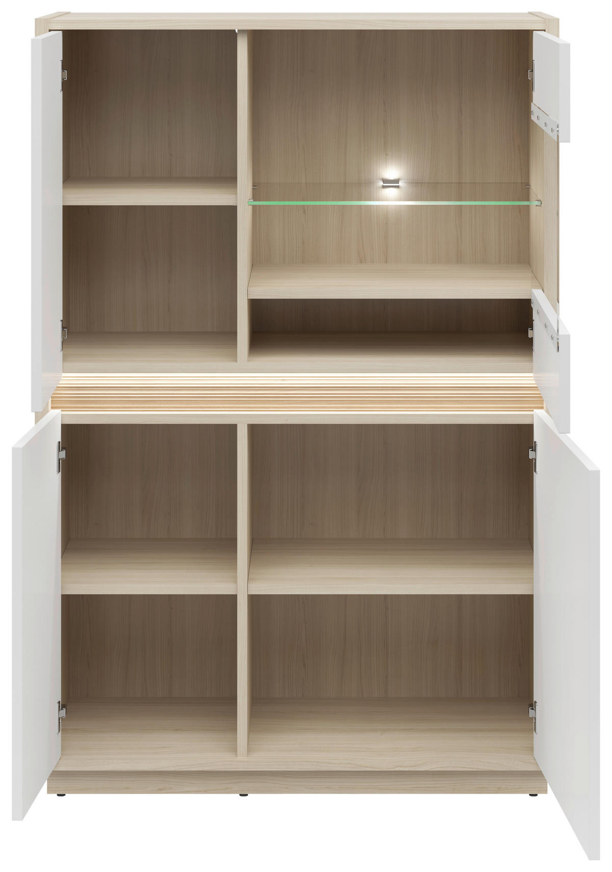 VITRINE Weiss, Eichefarben  95/141,5/42 cm  - Weiss/Eichefarben, Konventionell, Glas/Holzwerkstoff (95/141,5/42cm) - Hom`in
