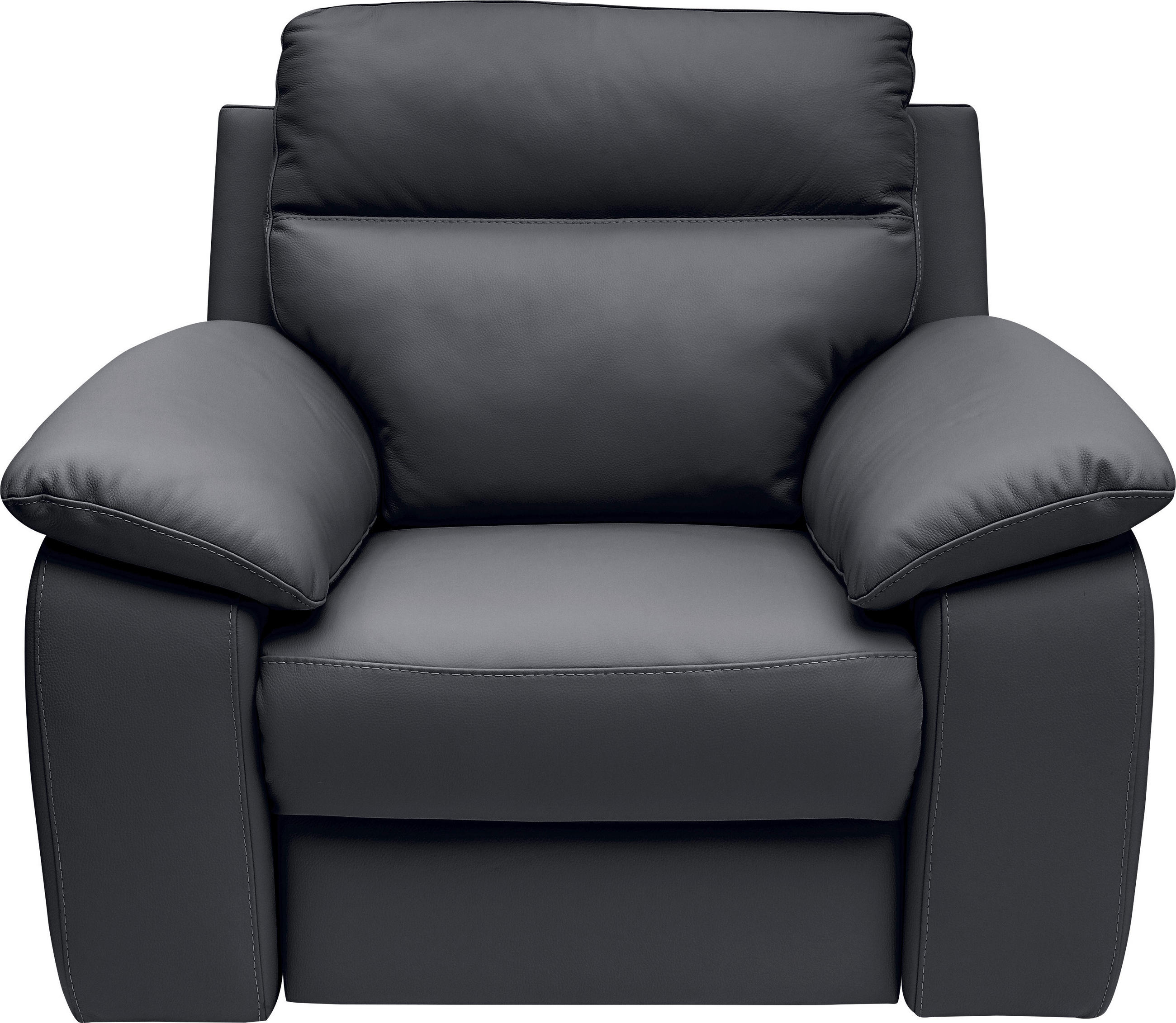 KŘESLO UŠÁK, kůže, tmavě modrá - tmavě modrá, Basics, kůže (108/99/94cm) - Celina Home