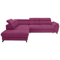 ECKSOFA inkl. Funktion Magenta Webstoff  - Magenta/Schwarz, Design, Textil/Metall (237/277cm) - Stylife