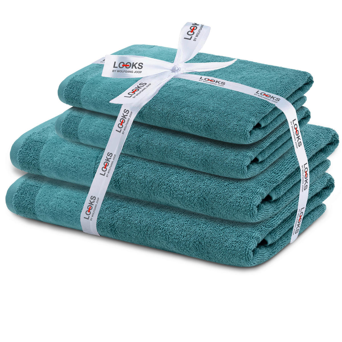 FROTTIERSET LOOKS by Wolfgang Joop Türkis 4-teilig  - Türkis, Design, Textil (50x100/70x140cm) - LOOKS by W.Joop