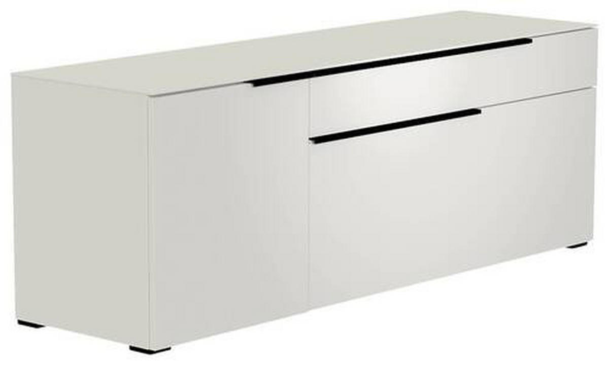LOWBOARD Schwarz, Weiss  160/58/45 cm  - Weiss/Schwarz, Design, Glas/Holzwerkstoff (160/58/45cm) - Moderano