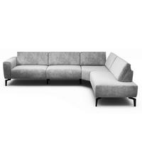 ECKSOFA Cosy Hellgrau Samt  - Hellgrau/Schwarz, Design, Textil/Metall (296/213cm) - SENSOO
