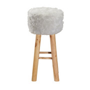 HOCKER in Holz, Textil Naturfarben, Weiß - Naturfarben/Weiß, Trend, Holz/Textil (30/68cm) - Ambia Home