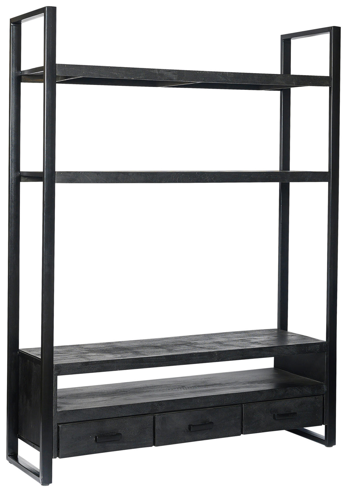 TV-ELEMENT Mangoholz massiv Schwarz  - Schwarz, Basics, Holz/Metall (150/200/45cm) - Livetastic