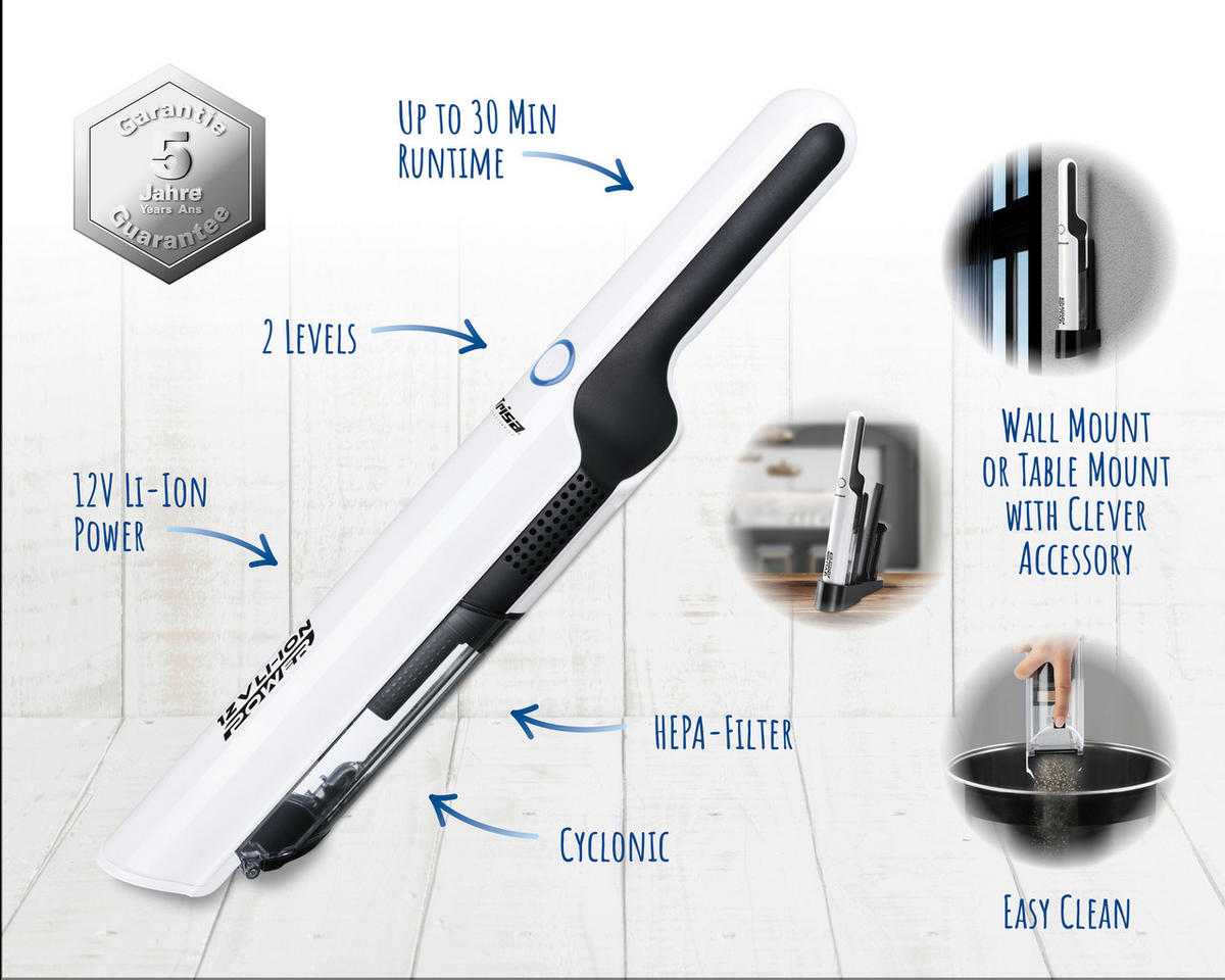 HANDSTAUBSAUGER  - Weiß, Basics, Kunststoff (44/7/7cm) - Trisa Electronics