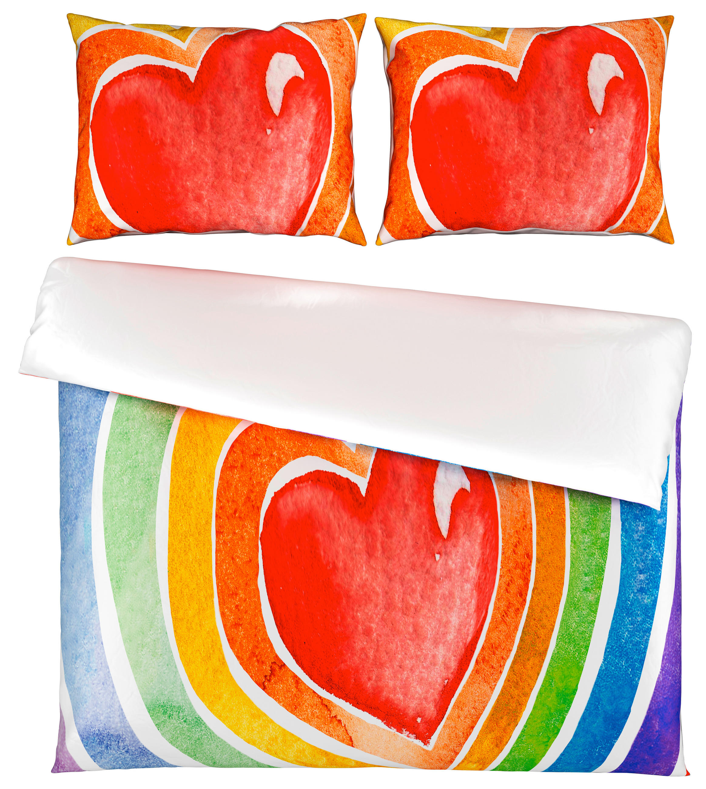 OBOJESTRANSKA POSTELJNINA HEART 220/240 cm saten večbarvno  - večbarvno, Konvencionalno, tekstil (220/240cm) - Esposa