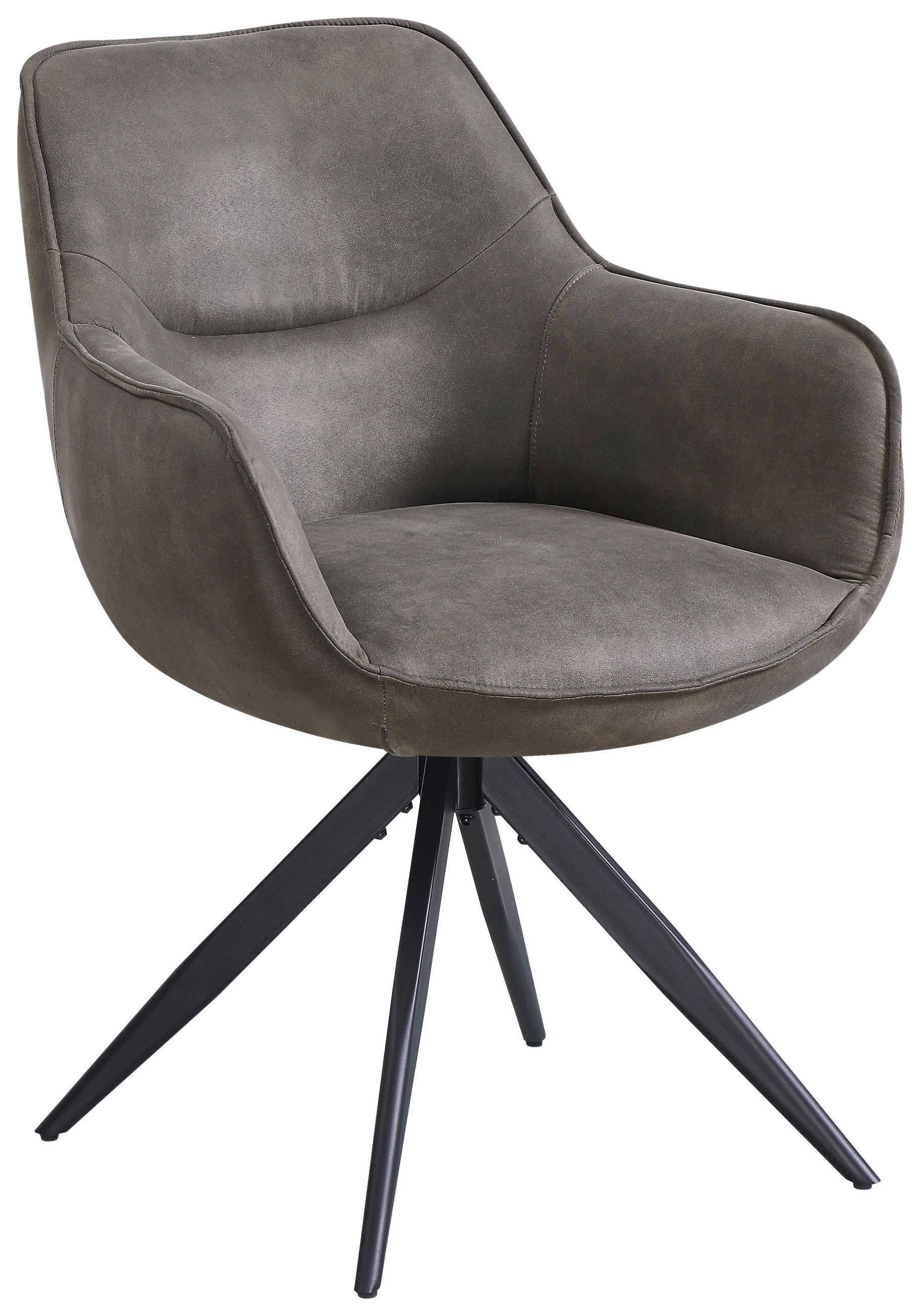 ARMLEHNSTUHL  in Eisen Mikrofaser  - Schwarz/Braun, Design, Textil/Metall (64/86/63cm) - Carryhome