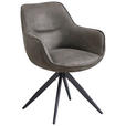 ARMLEHNSTUHL  Sitzfläche 360° drehbar Mikrofaser  Braun, Schwarz  - Schwarz/Braun, Design, Textil/Metall (64/86/63cm) - Carryhome